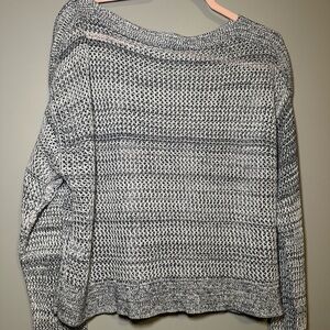 Women's Marled Knit Crewneck Sweater - Gray/White Old Navy